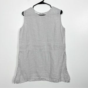 Bryn Walker gray linen lagenlook split side tunic tank top size small